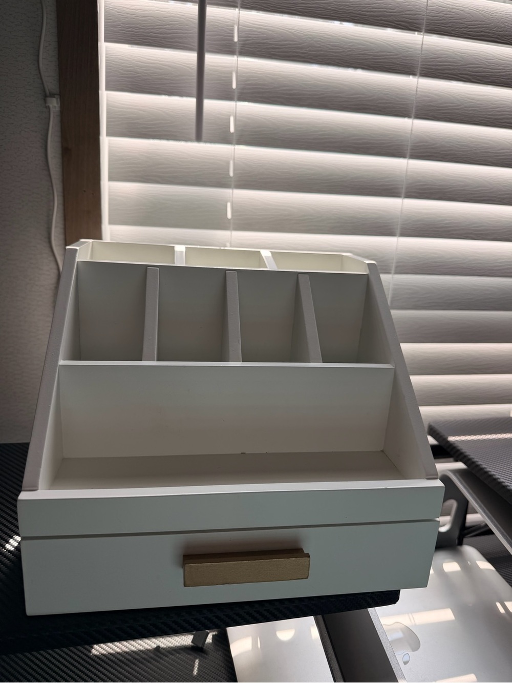 Marshalls White Desktop Organizer with Gold Handle